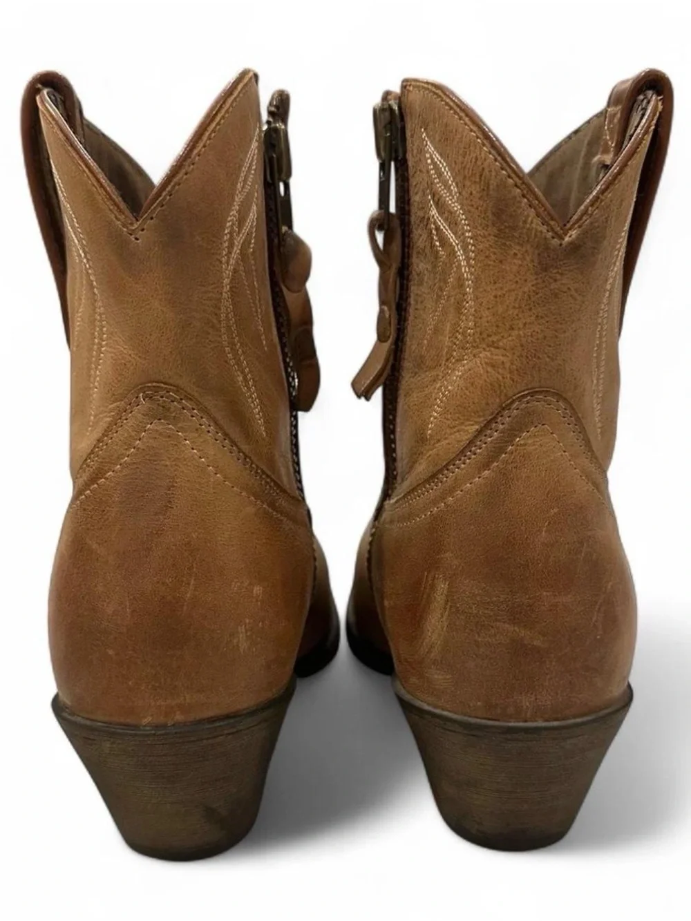 Ariat Women’s Darling Short Brown Leather Block Heel Western Booties Sz US 6.5B